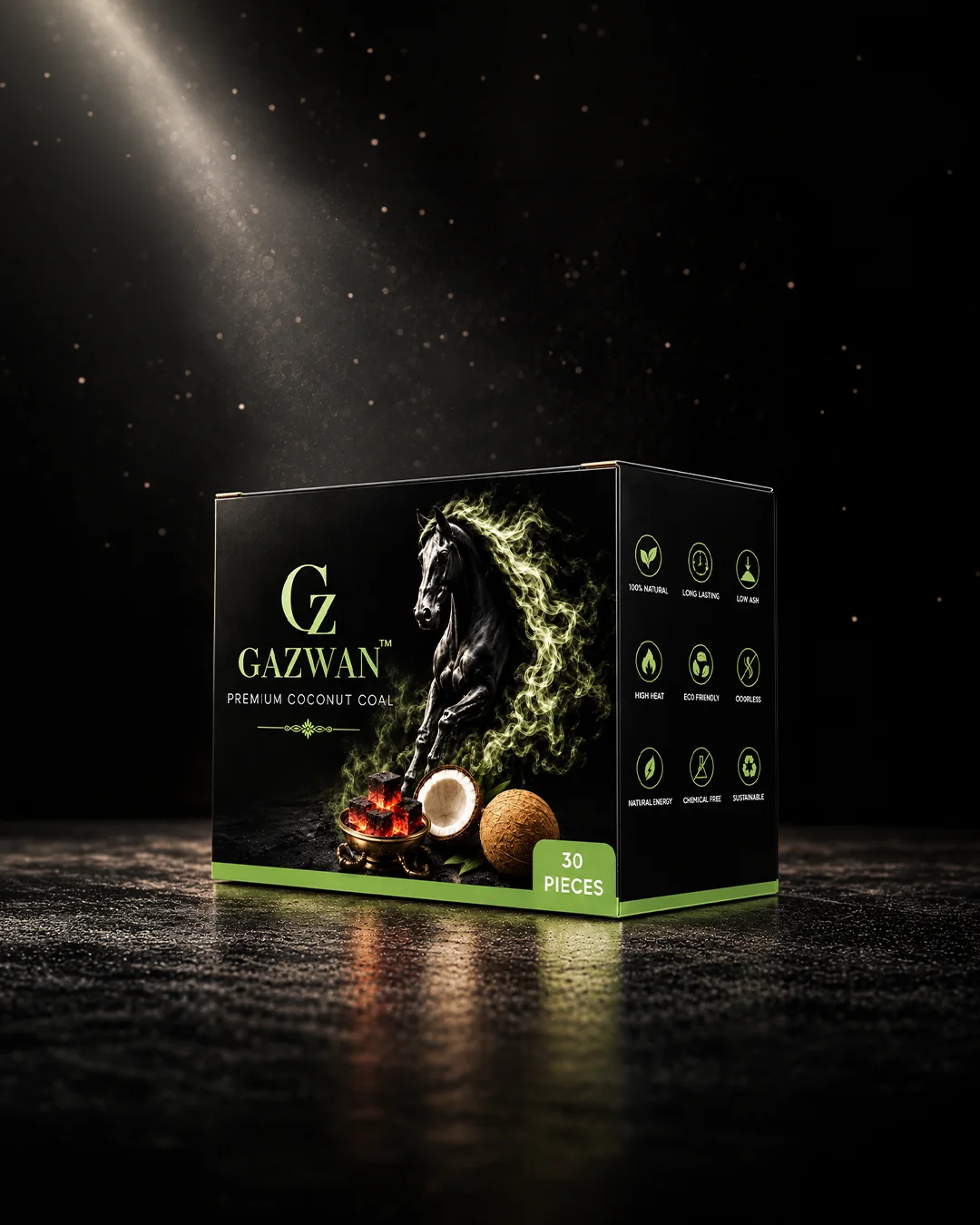 Gazwan Premium Coconut Coal - 30 Pieces | 250 gm Charcoal