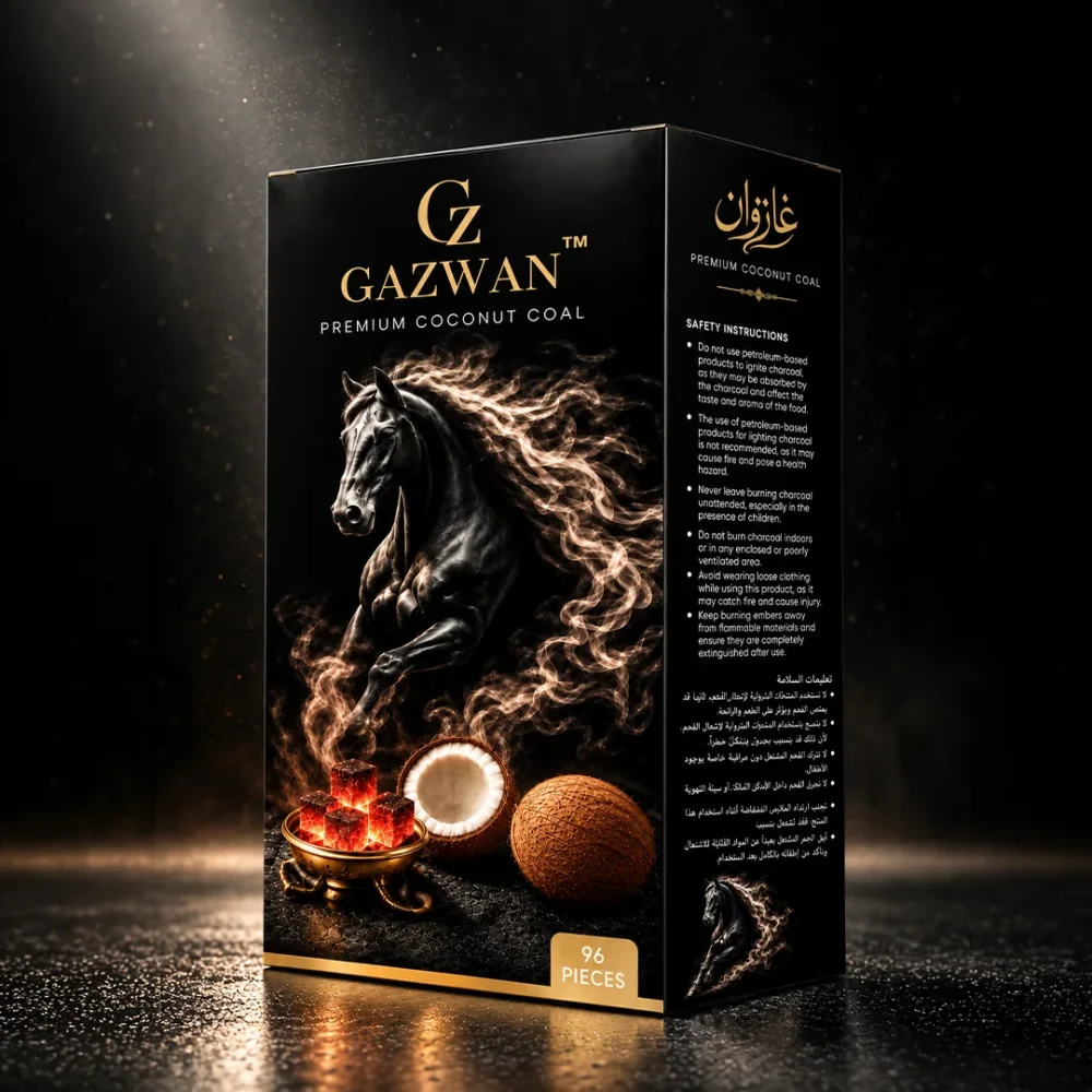 Gazwan Premium Coconut Coal - 96 Pieces | 1 kg Charcoal